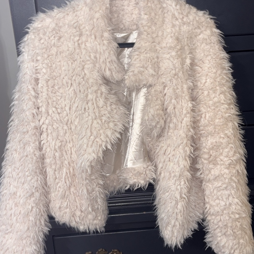 Women's Cream Faux Fur Jacket